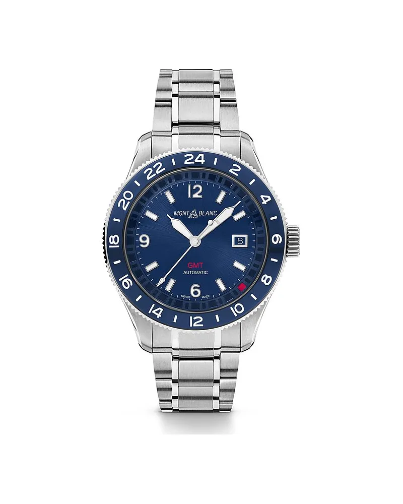 Montblanc Herrenuhr GMT Silber
