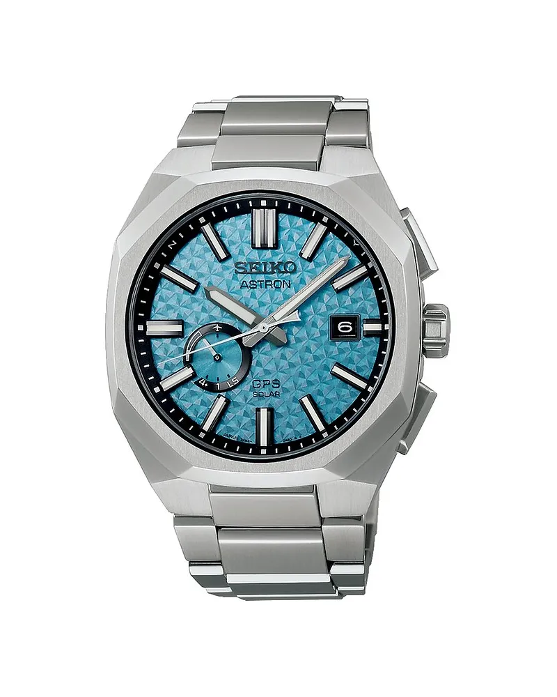 Seiko Herrenuhr Astron GPS Solar Dual Time Limited Edition Silber
