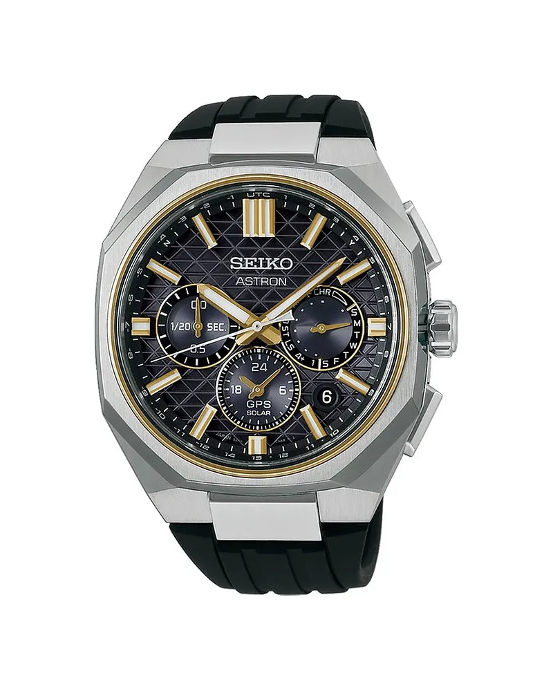 Seiko Herrenuhr Dual Time Silber