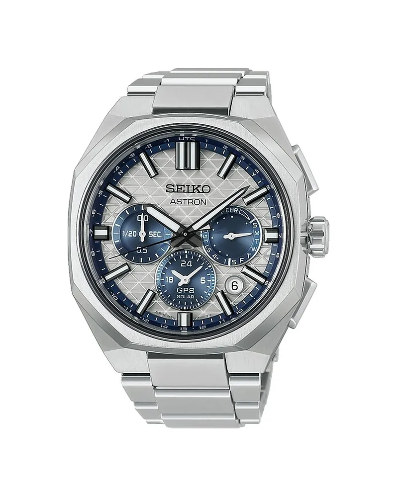 Seiko Herrenuhr Dual Time Silber