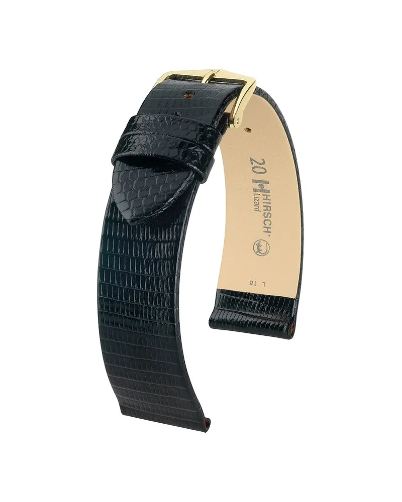 Hirsch Lederband Lizard Schwarz