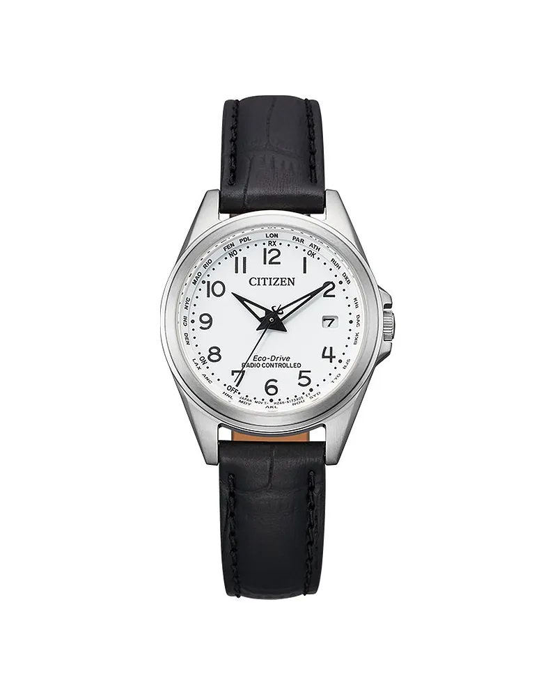 Citizen Damenuhr Leder Sport Eco Drive Silber