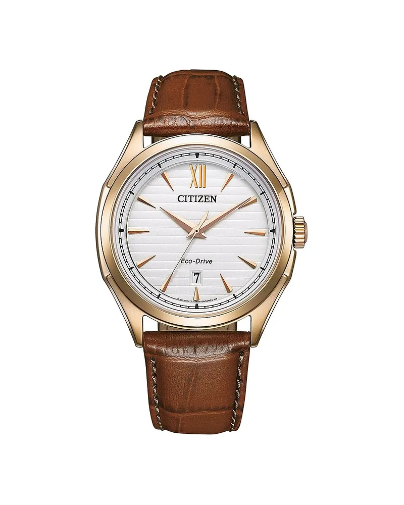 Citizen Herrenuhr Leder Eco Drive Gold