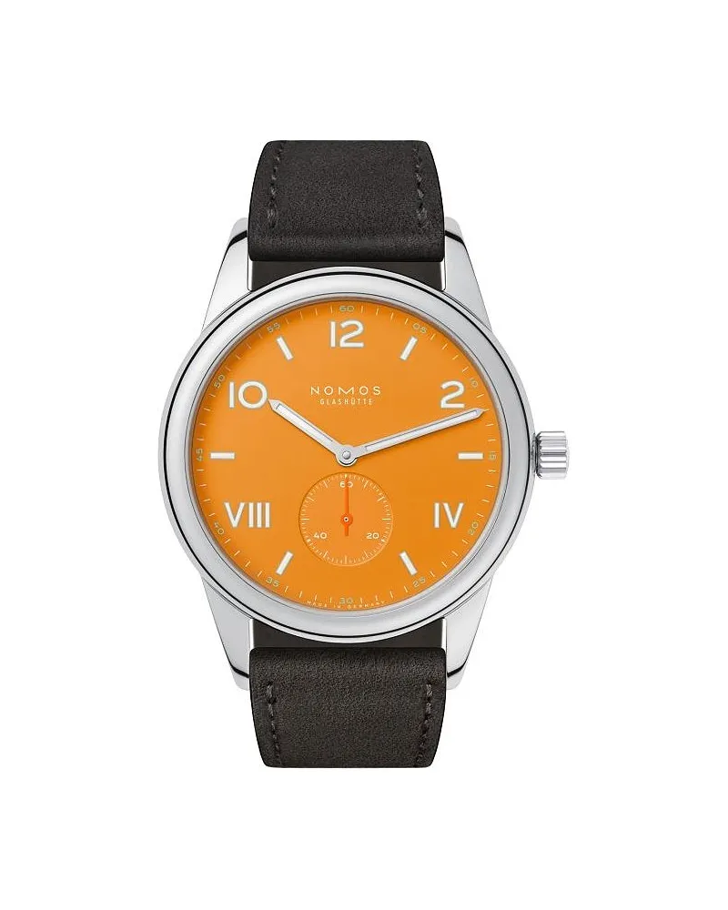 NOMOS Glashütte Herrenuhr Club Campus 38 future orange Silber