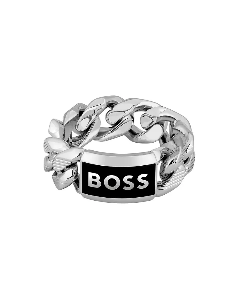 HUGO BOSS Herrenring KASSY EMBLEM Silber