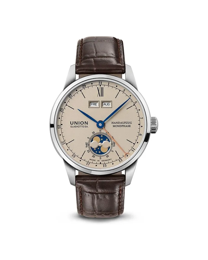 Union Glashütte Herrenuhr 1893 Johannes Dürrstein Edition "Doppelmondphase Silber