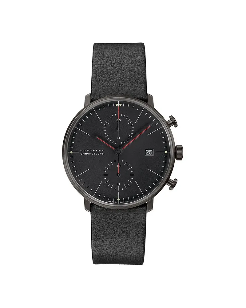 Junghans Herrenuhr max bill Chronoscope Bauhaus Schwarz