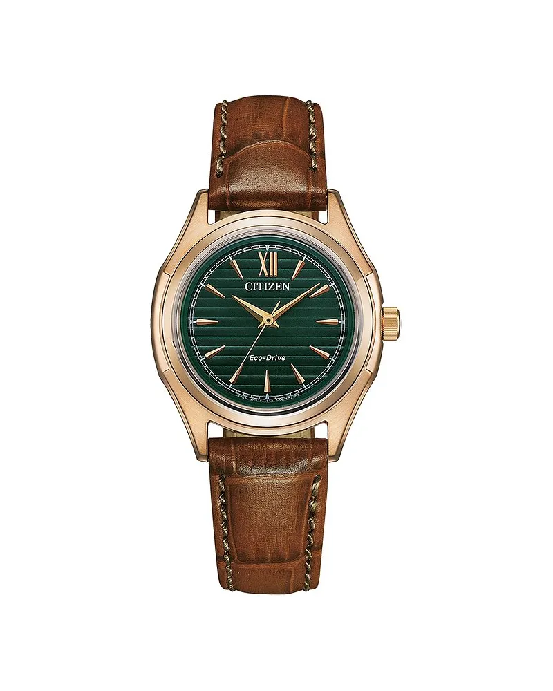 Citizen Damenuhr Leder Eco Drive Gold