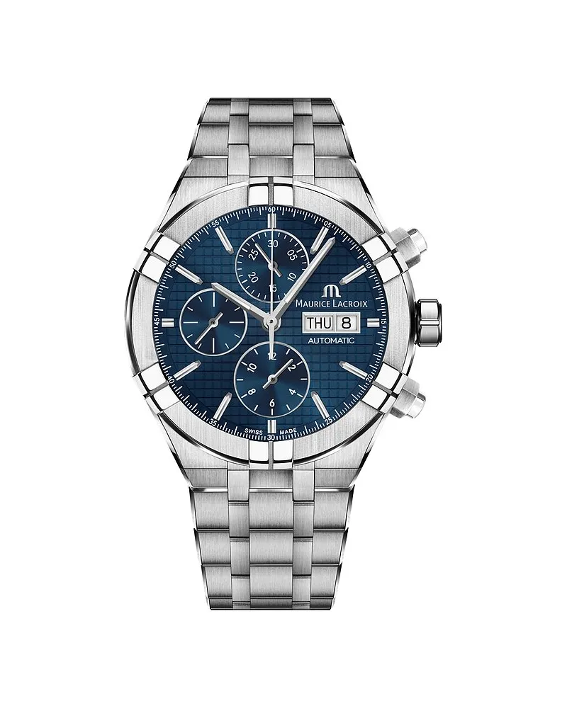Maurice Lacroix Herrenuhr Aikon Chronograph Day Date Silber