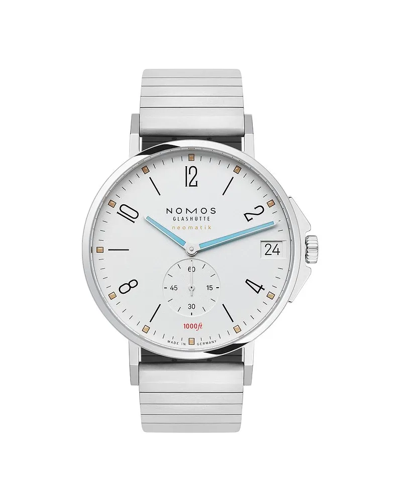 NOMOS Glashütte Herrenuhr Tangente Sport neomatik 42 Datum Silber