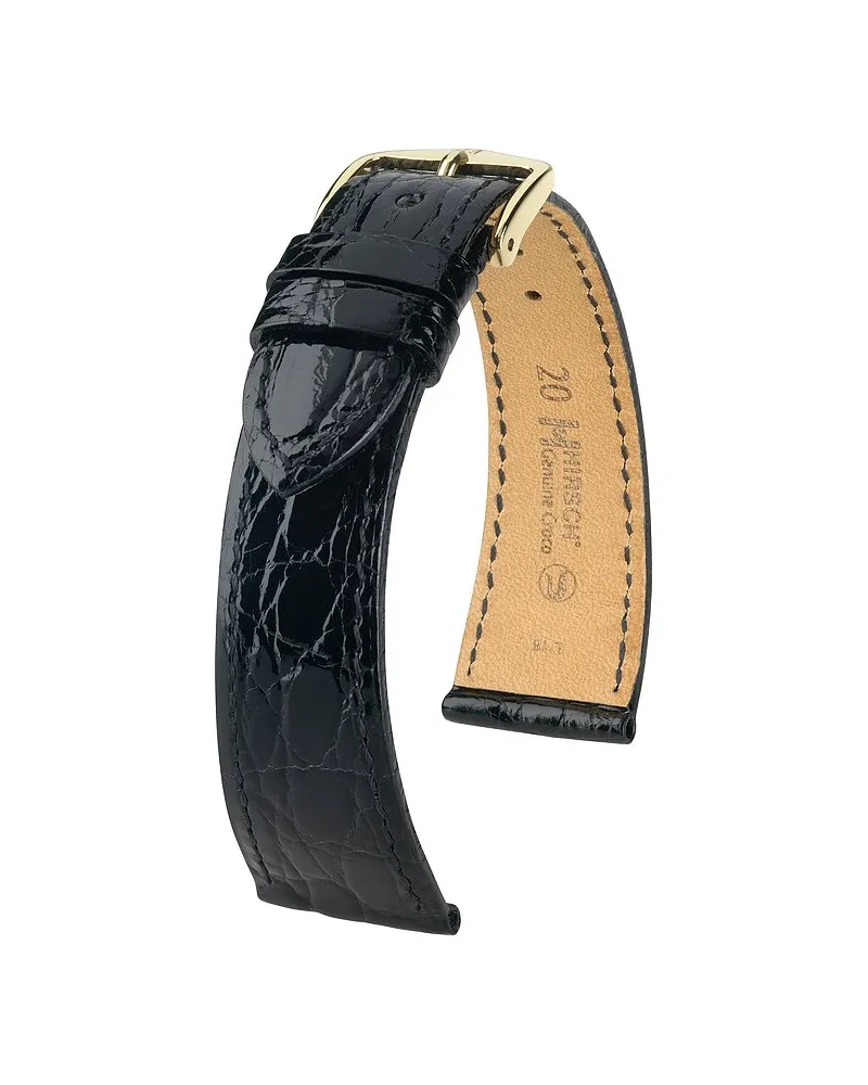 Hirsch Lederband Genuine Croco Schwarz
