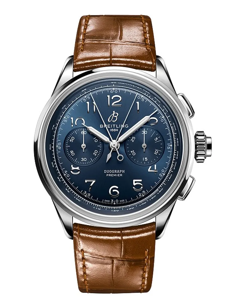 Breitling Chronograph Premier B15 Duograph 42 Silber