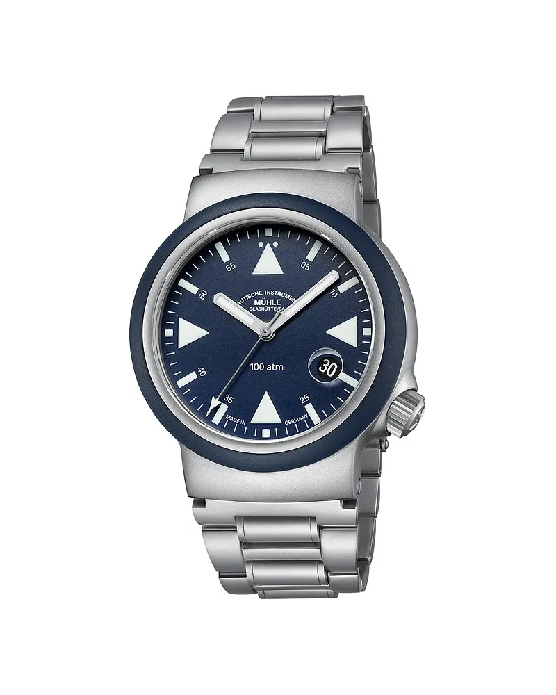 Mühle-Glashütte Herrenuhr S.A.R. Rescue-Timer Silber