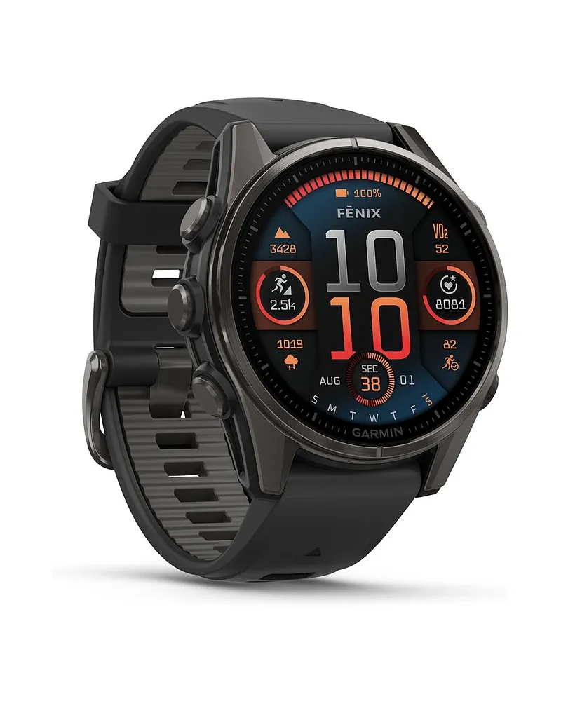 Garmin Smartwatch Fenix 8 - 43 mm AMOLED Sapphire Schwarz Carbongrau Titan Schwarz