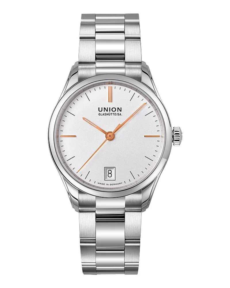 Union Glashütte Damenuhr Viro Datum 34 mm Silber