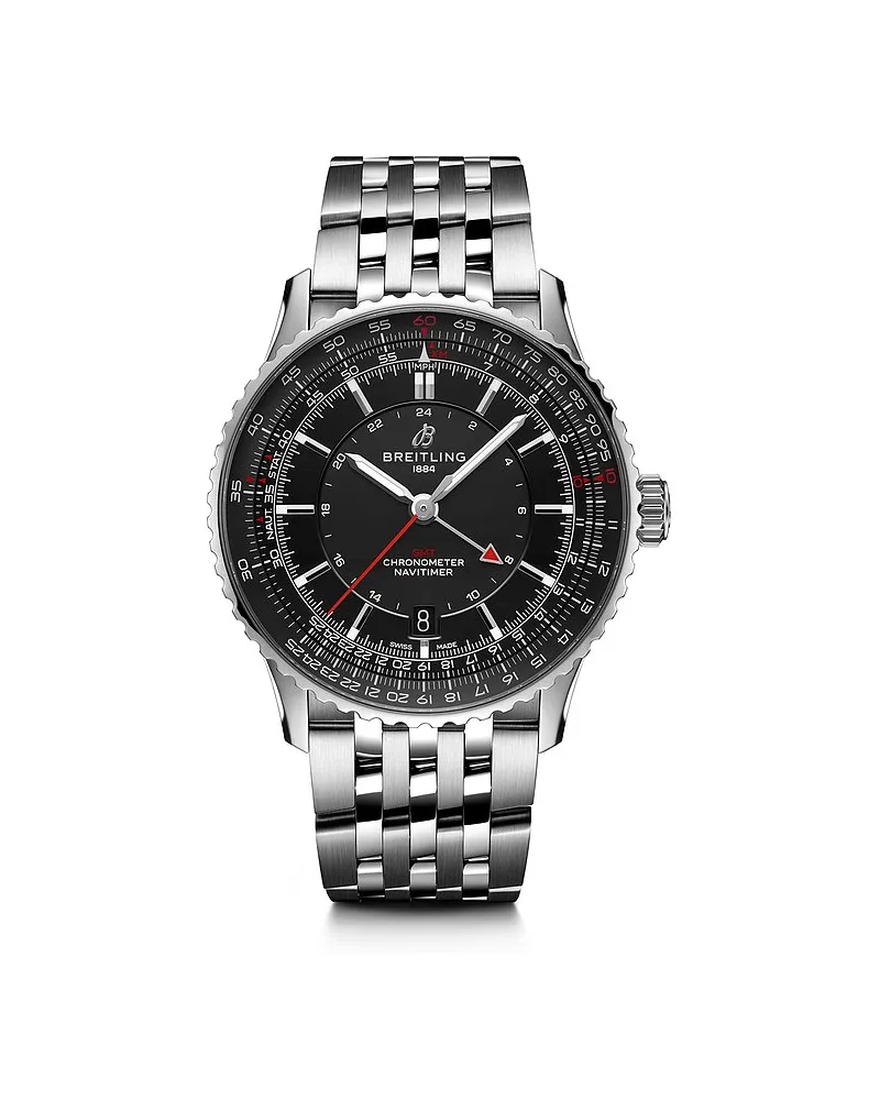 Breitling Herrenuhr Navitimer Automatic GMT 41 Silber