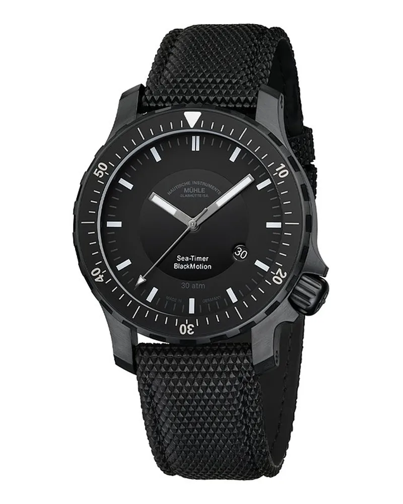 Mühle-Glashütte Herrenuhr Sea-Timer Blackmotion Schwarz