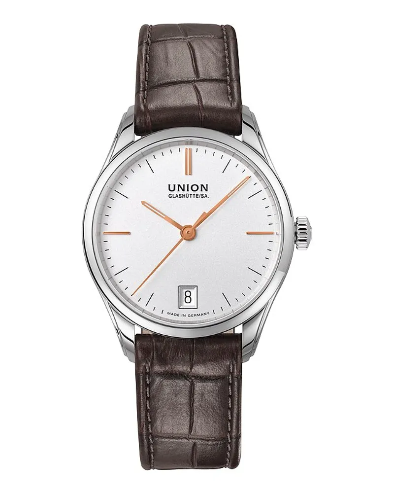 Union Glashütte Damenuhr Viro Datum 34 mm Silber