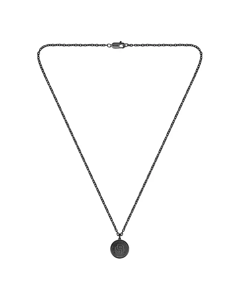 HUGO BOSS Kette DOUBLE B COIN Schwarz