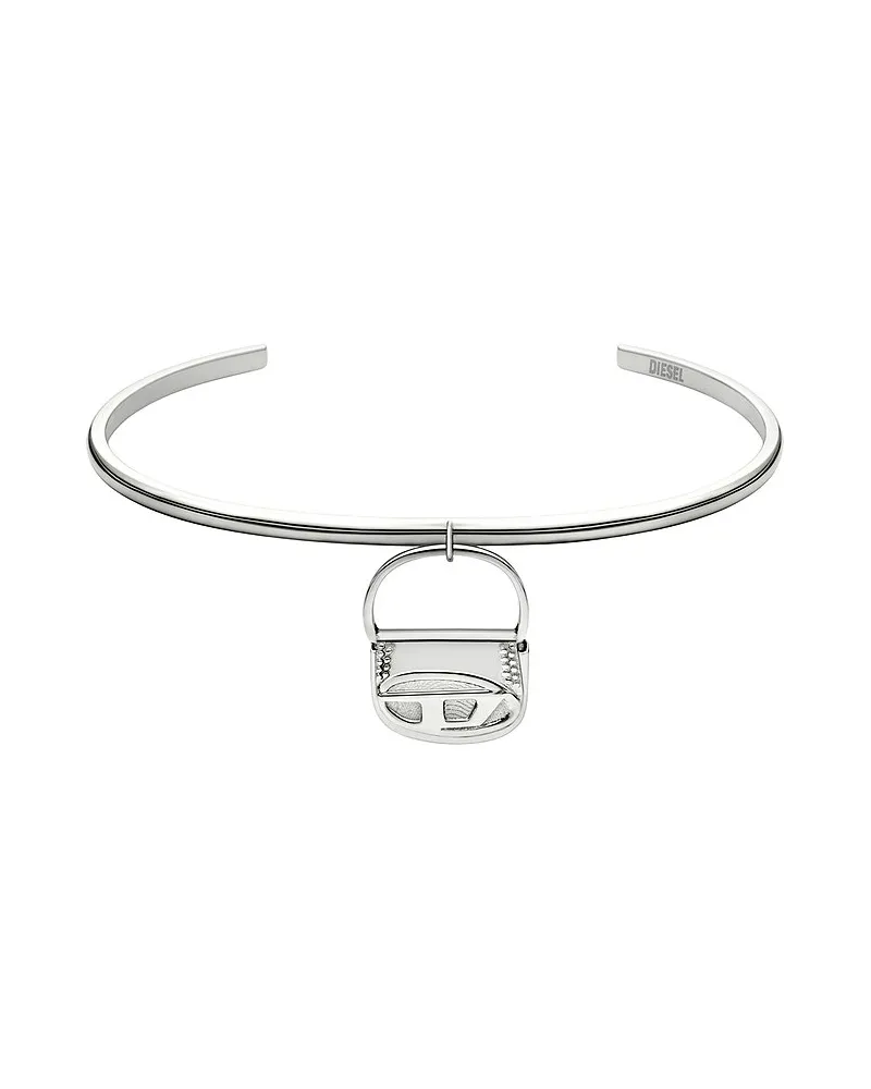 Diesel Armreif Oval D Logo Silber