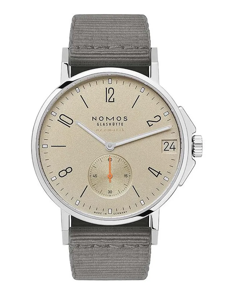 NOMOS Glashütte Unisexuhr Ahoi neomatik 38 date sand Silber