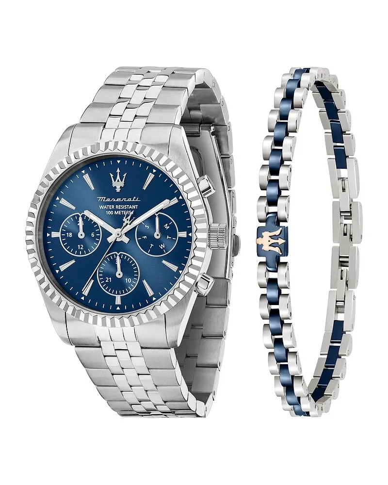 Maserati Uhren-Set Competizione Silber