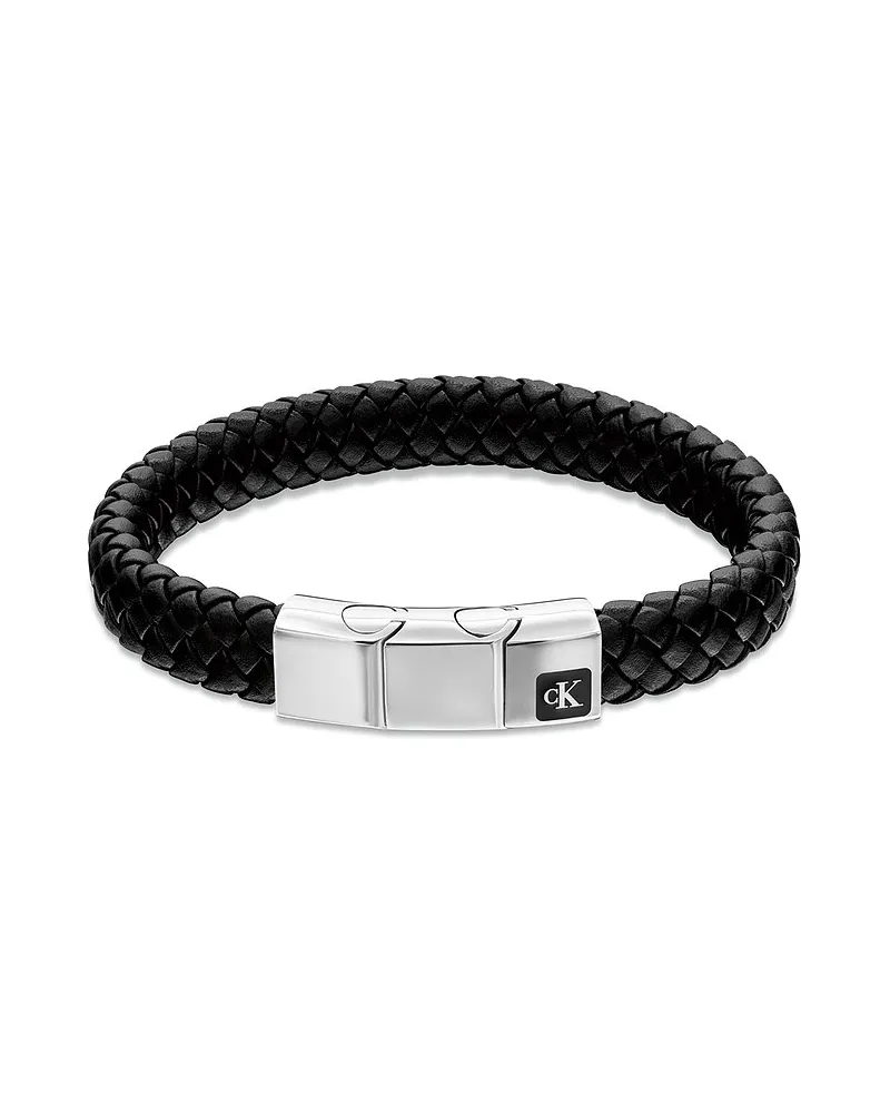 Calvin Klein Armband MEN'S FLAT LEATHER BRAIDED BRACELET Schwarz