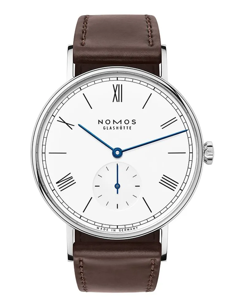 NOMOS Glashütte Herrenuhr Ludwig 38 emailleweiss Silber