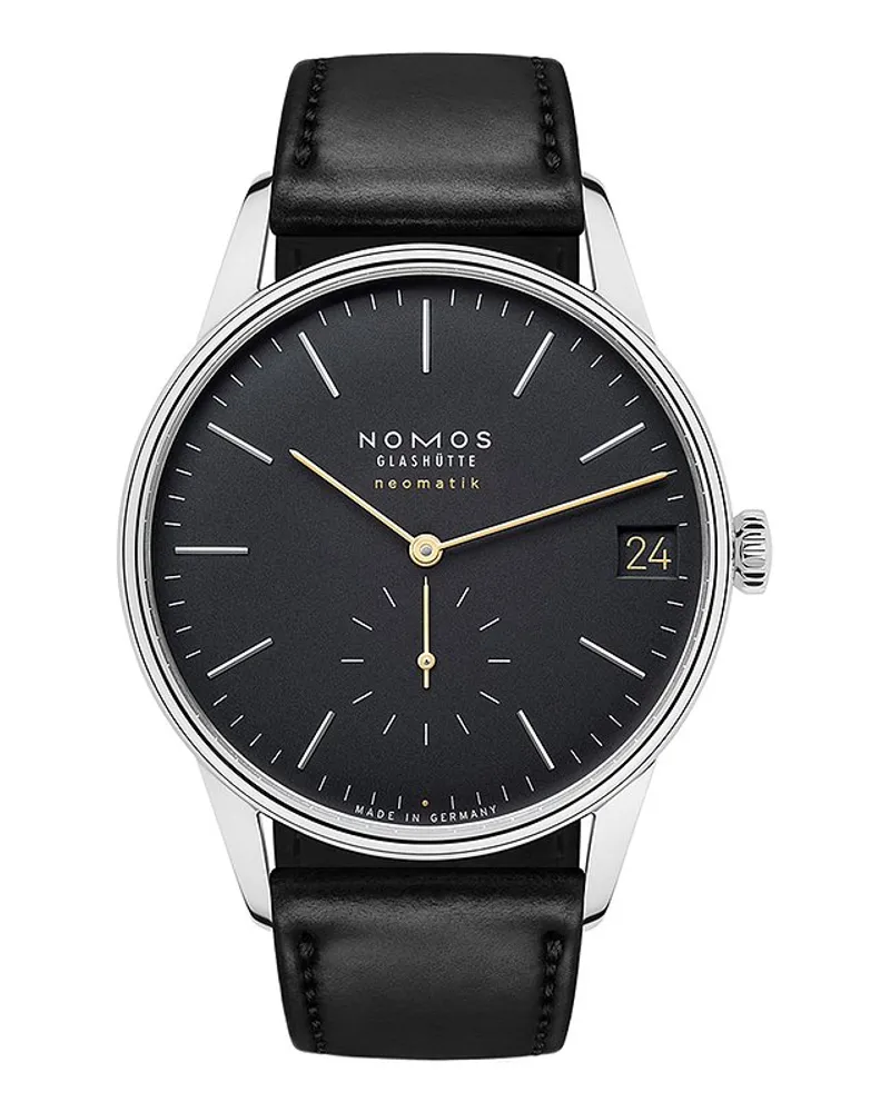 NOMOS Glashütte Herrenuhr Orion neomatik 41 date new black Silber