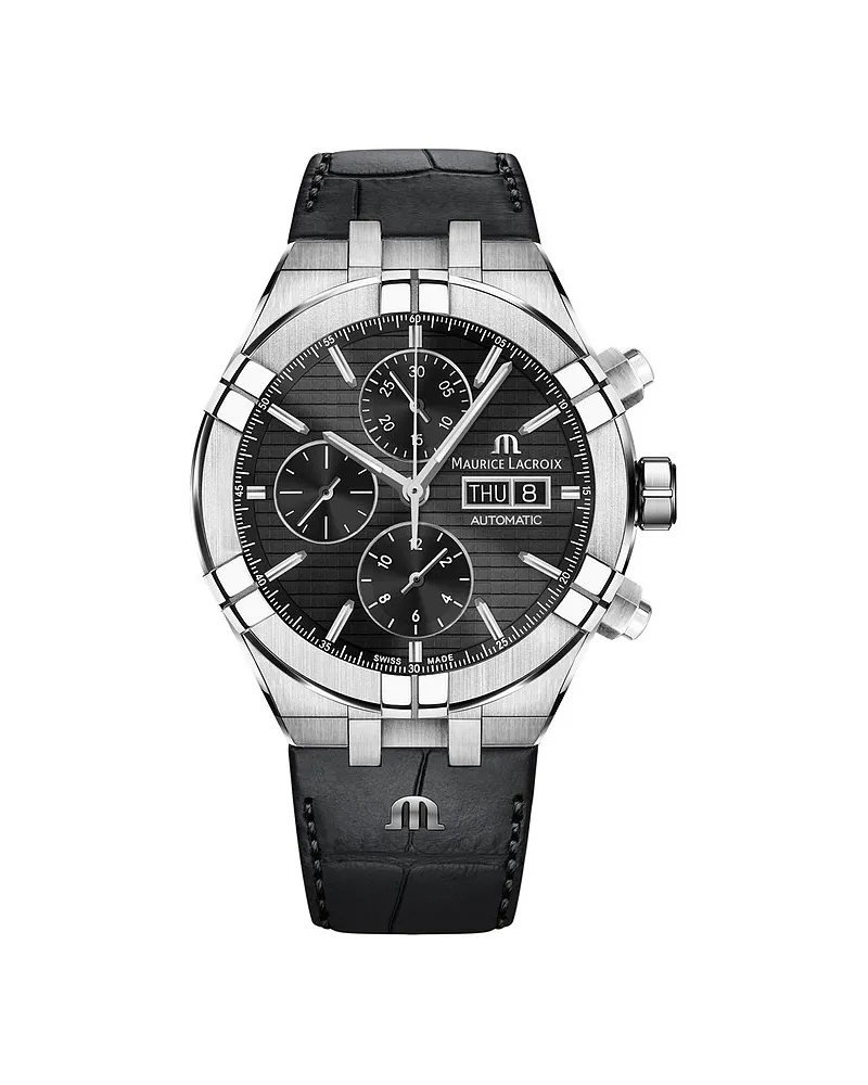 Maurice Lacroix Herrenuhr Aikon Chronograph Day Date Silber
