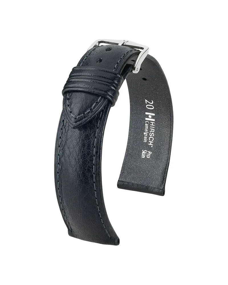 Hirsch Lederband Camelgrain Schwarz