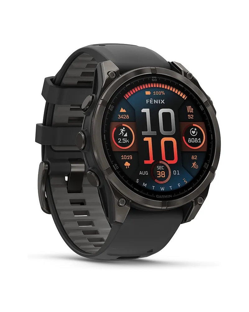 Garmin Smartwatch Fenix 8 - 47 mm AMOLED Sapphire Schwarz Carbongrau Titan DLC Schwarz