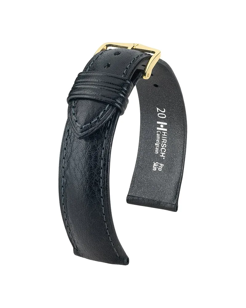 Hirsch Lederband Camelgrain Schwarz