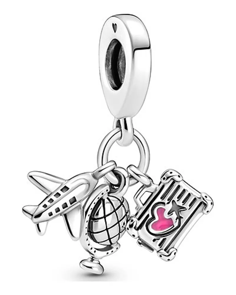 Pandora Charm Moments Flugzeug, Globus und Koffer Silber