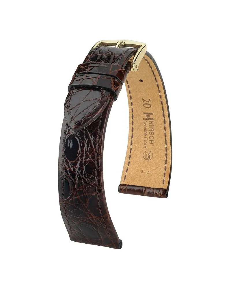 Hirsch Lederband Genuine Croco Braun