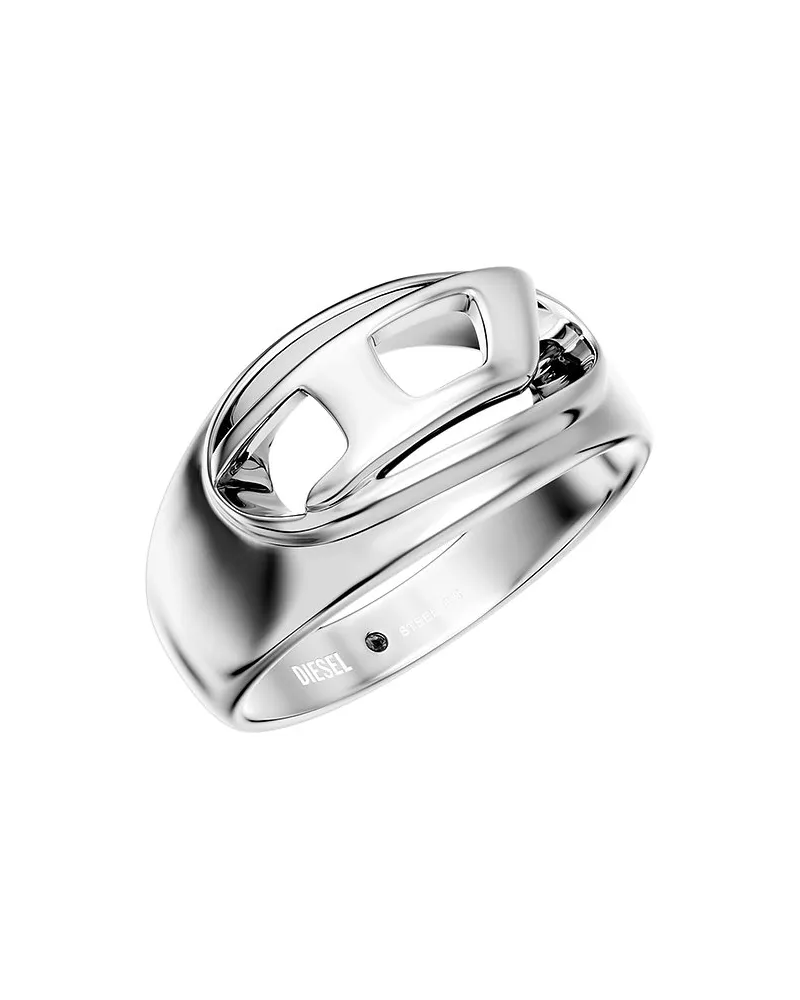 Diesel Herrenring Oval D Silber