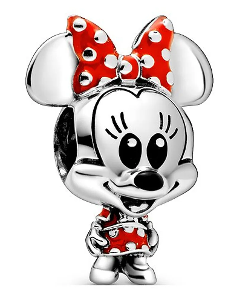 Pandora Charm Disney x Pandora Minnie Maus Gepunktetes Kleid und Schleife Silber