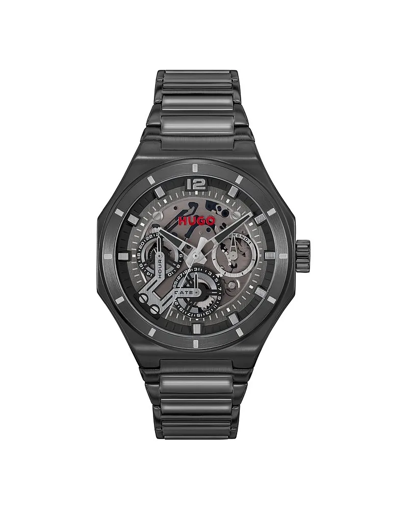 HUGO BOSS Herrenuhr #Grail Skeleton Schwarz