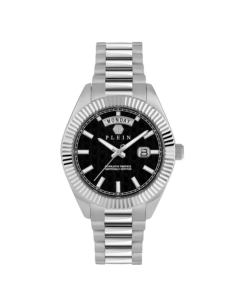 Philipp Plein Herrenuhr DATE SUPERLATIVE GENT Silber