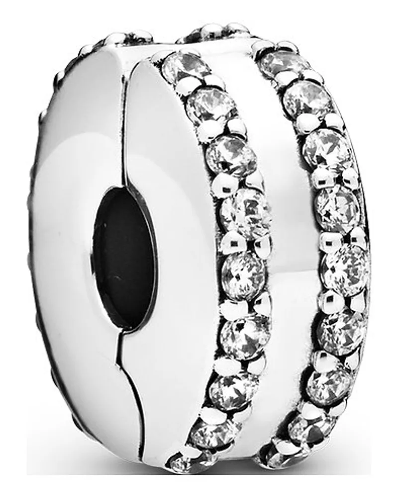 Pandora Charm Timeless Zweireihiger Pavé Clip Silber
