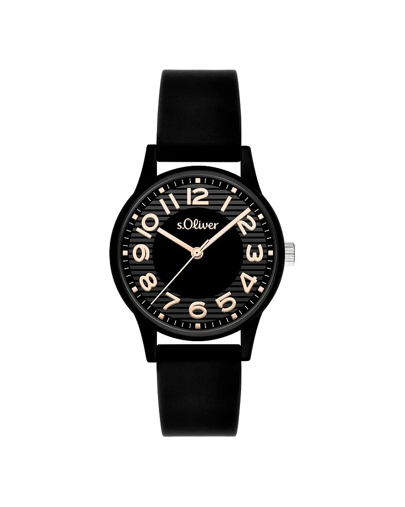 S.Oliver Damenuhr sportlich mit eleganter Note Schwarz