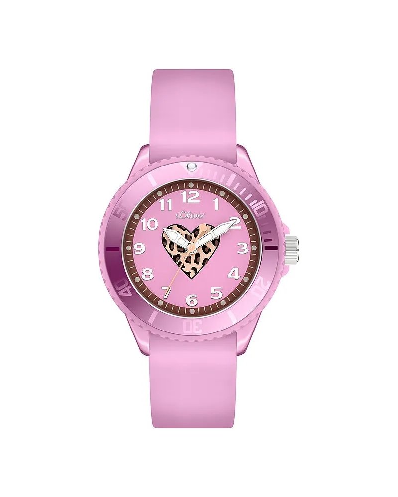 S.Oliver Kinderuhr mit süßem Leo Detail Lila