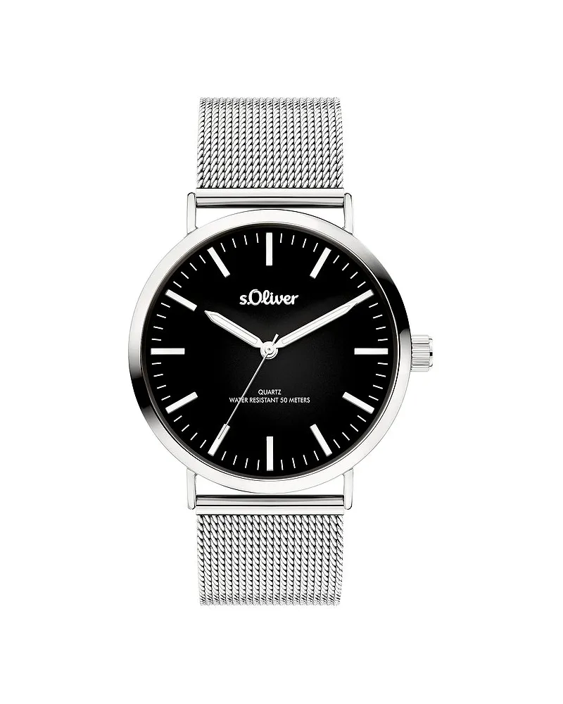 S.Oliver Damenuhr Classic Mesh Large Silber