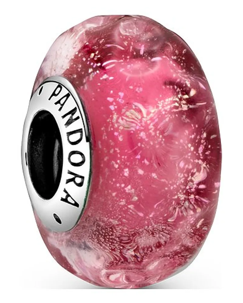 Pandora Charm Moments Wellenförmiges lachsfarbenes Murano-Glas Silber