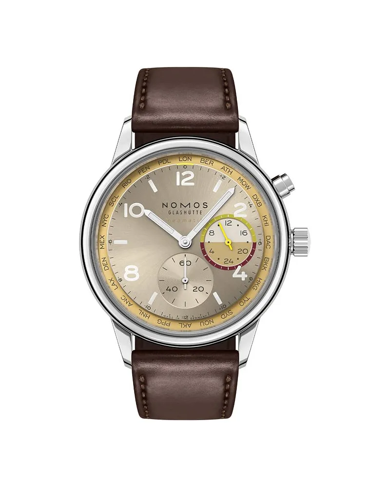 NOMOS Glashütte Herrenuhr Club Sport neomatik Weltzeit Reverie Silber