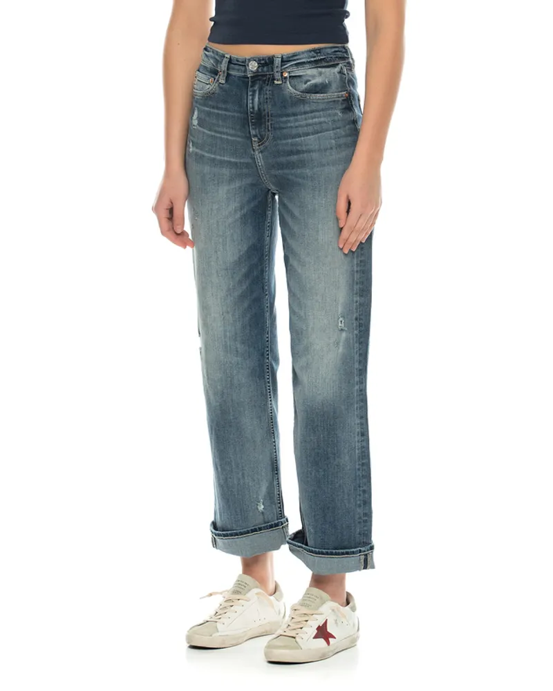 Adriano Goldschmied Destroyed Wide-Leg Jeans Blau