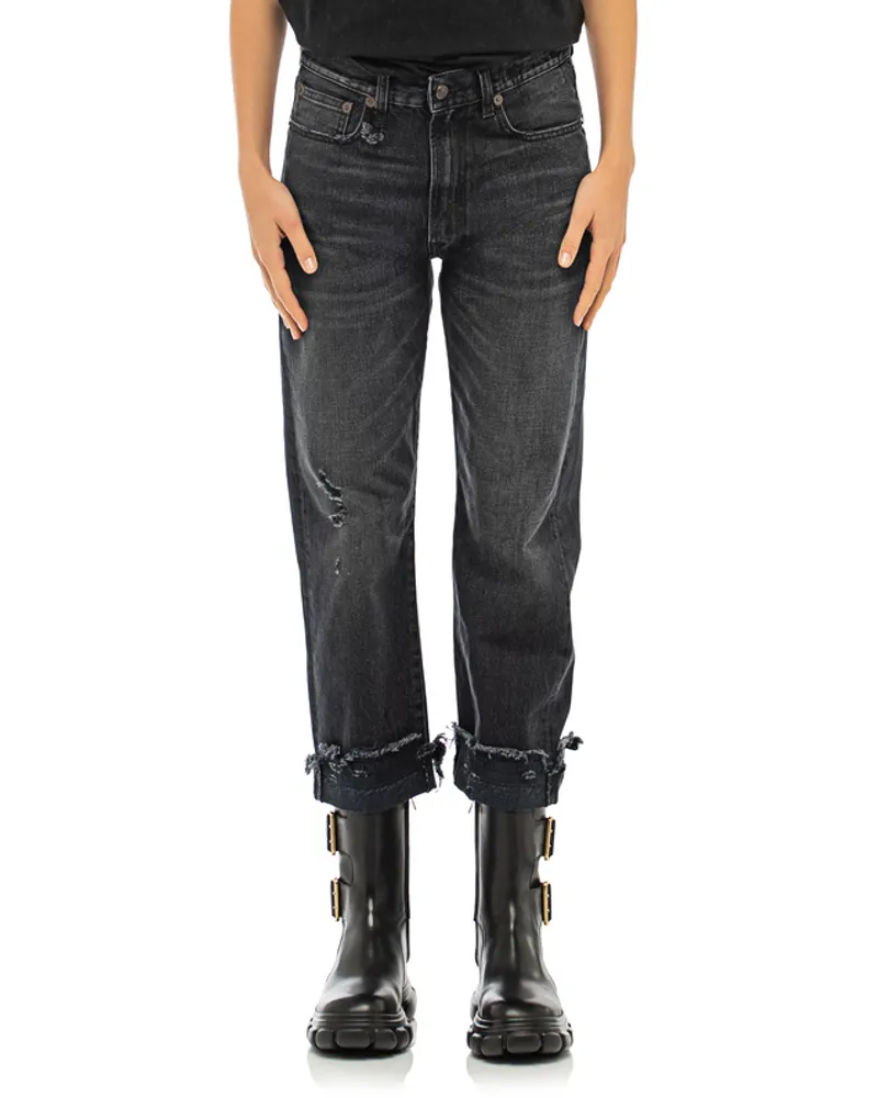 R13 Destroyed Boyfriend-Jeans Schwarz