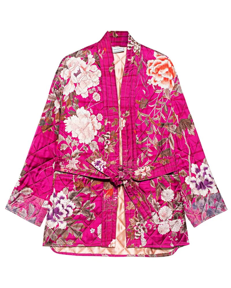 Pierre-Louis Mascia Gesteppte Seiden-Mix Kimono-Jacke Pink