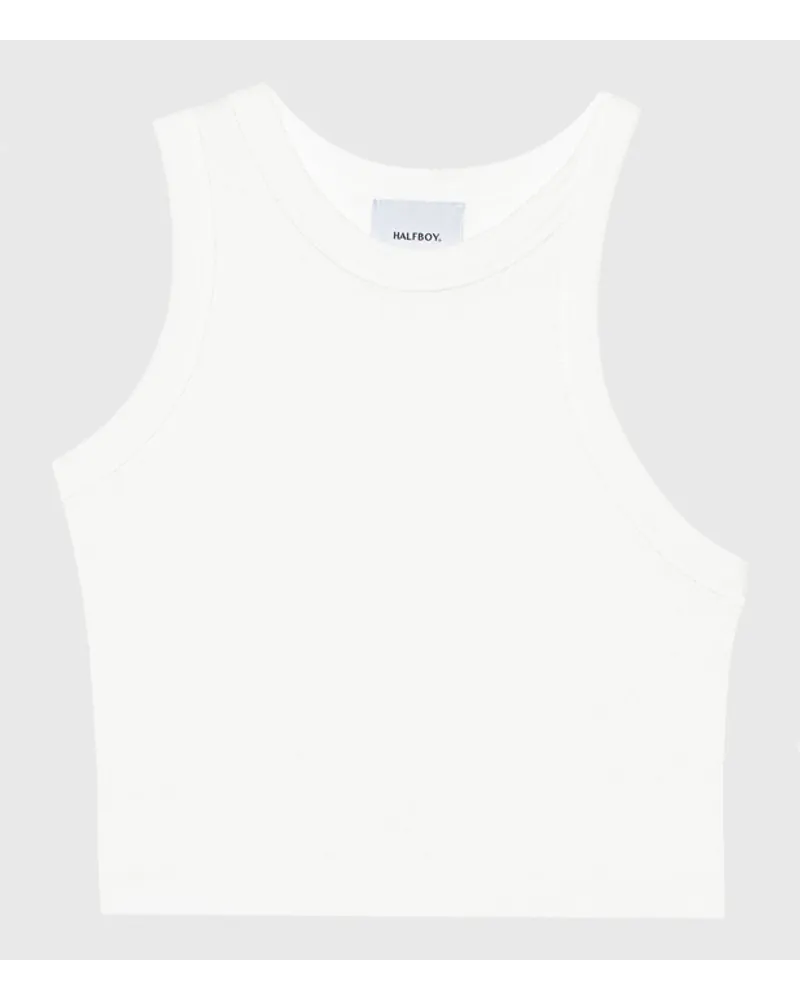 HALFBOY Geripptes Crop-Top Weiß