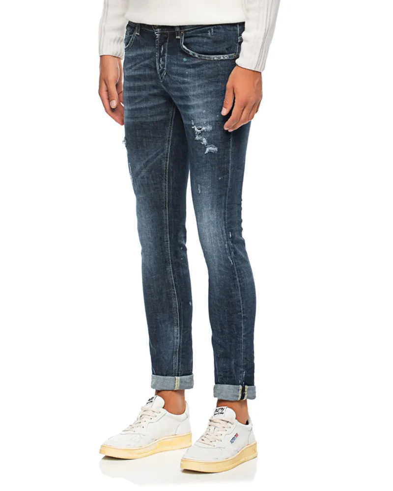Dondup Destroyed Skinny-Jeans Dunkelblau